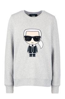 Хлопковый свитшот серого цвета Karl Lagerfeld