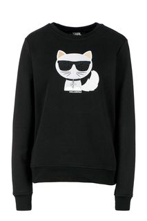 Черный свитшот с вышивкой Karl Lagerfeld