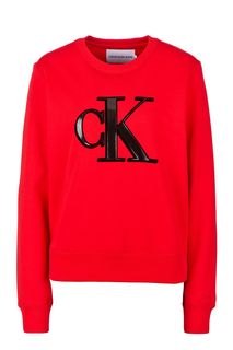 Красный свитшот с монограммой бренда Calvin Klein Jeans