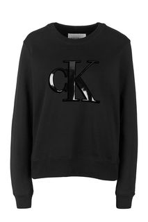 Черный свитшот с монограммой бренда Calvin Klein Jeans
