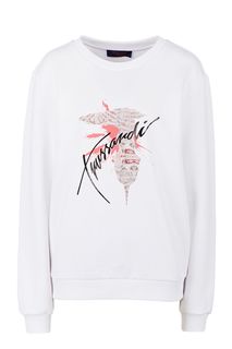 Белый свитшот из хлопка с принтом Trussardi Jeans