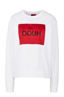 Хлопковый свитшот с яркой нашивкой Hugo Boss