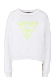 Хлопковый свитшот с яркой вышивкой Guess