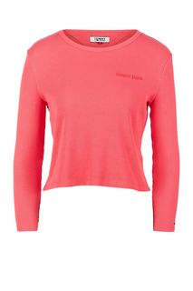 Хлопковая футболка кораллового цвета Tommy Jeans