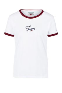 Хлопковая футболка с вышивкой Tommy Jeans