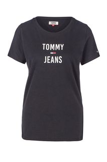 Хлопковая футболка с логотипом бренда Tommy Jeans