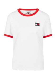 Белая трикотажная футболка с нашивкой Tommy Jeans