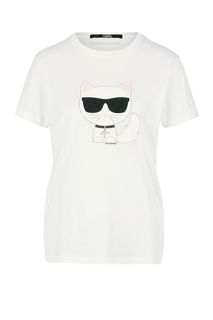 Хлопковая футболка с принтом Karl Lagerfeld