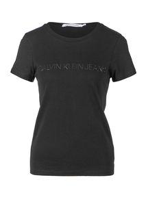 Хлопковая футболка с логотипом бренда Calvin Klein Jeans