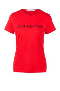 Хлопковая футболка с логотипом бренда Calvin Klein Jeans