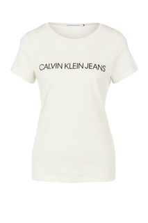 Хлопковая футболка с логотипом бренда Calvin Klein Jeans