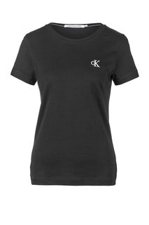 Черная хлопковая футболка Calvin Klein Jeans
