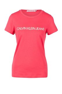 Хлопковая футболка с логотипом бренда Calvin Klein Jeans
