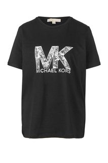 Черная футболка с отделкой пайетками Michael Michael Kors