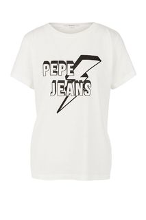 Белая футболка с отделкой стразами Pepe Jeans