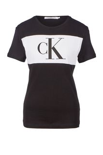 Футболка из хлопка с монограммой бренда Calvin Klein Jeans