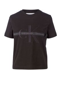 Футболка из хлопка с вышитым логотипом бренда Calvin Klein Jeans