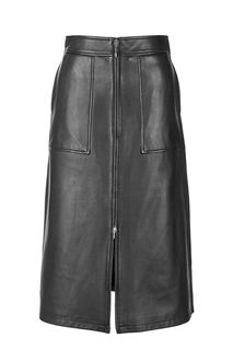 Юбка из натуральной кожи на молнии Hugo Boss