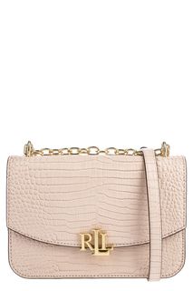 Розовая кожаная сумка через плечо Lauren Ralph Lauren