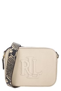 Кожаная сумка с двумя отделами и монограммой бренда Lauren Ralph Lauren