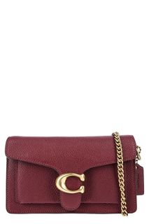 Бордовая кожаная сумка через плечо Tabby Coach