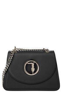 Маленькая черная сумка с логотипом бренда Trussardi Jeans