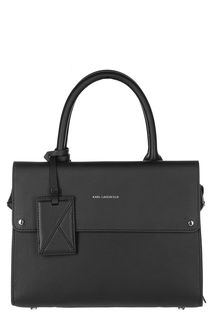 Черная кожаная сумка со съемным плечевым ремнем Karl Lagerfeld