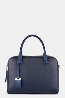 Синяя кожаная сумка с двумя отделами Lucca