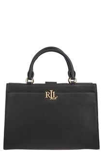 Черная кожаная сумка с карманами Lauren Ralph Lauren