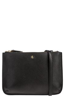 Черная кожаная сумка с двумя отделами Lauren Ralph Lauren