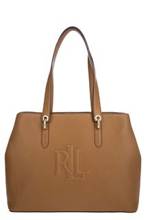 Вместительная кожаная сумка с монограммой бренда Lauren Ralph Lauren