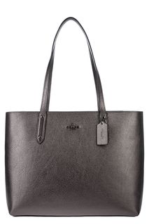 Серебристая сумка с длинными ручками Coach