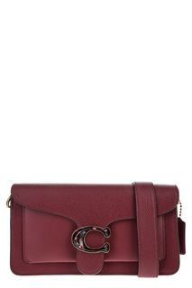 Бордовая кожаная сумка Tabby Coach