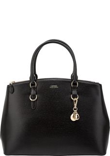 Вместительная кожаная сумка черного цвета Lauren Ralph Lauren
