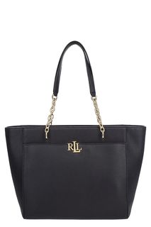 Синяя кожаная сумка с одним отделом Lauren Ralph Lauren