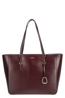 Вместительная бордовая сумка из натуральной кожи Lauren Ralph Lauren