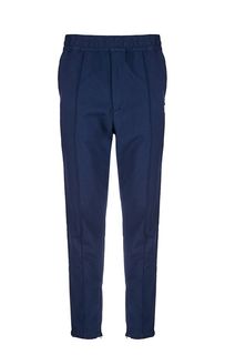 Хлопковые брюки синего цвета с вышивкой Tommy Hilfiger