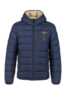 Синяя демисезонная куртка с капюшоном Aeronautica Militare