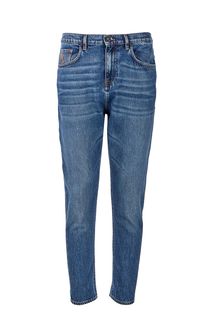Джинсы с заломами и вышивкой Baggy Trussardi Jeans