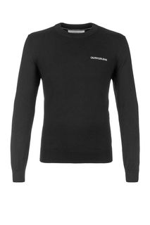 Черный хлопковый джемпер с вышивкой Calvin Klein Jeans