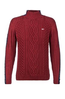 Бордовый свитер с логотипом бренда Tommy Jeans