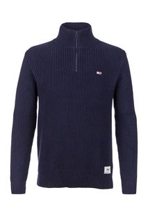 Синий свитер с высоким воротом на молнии Tommy Jeans