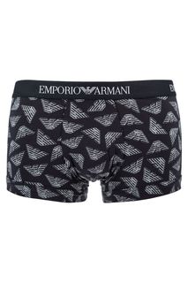 Хлопковые трусы-боксеры с монограммой бренда Emporio Armani
