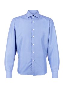 Синяя хлопковая рубашка приталенного кроя Conti Uomo