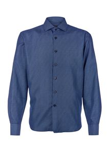Синяя хлопковая рубашка с длинными рукавами Conti Uomo