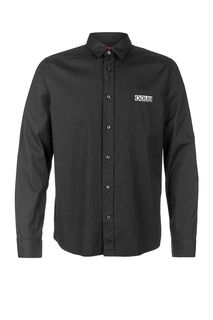Хлопковая рубашка с контрастным принтом на спине Hugo Boss