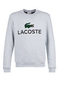 Хлопковый серый свитшот с принтом Lacoste