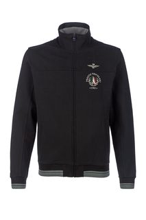 Черная хлопковая толстовка на молнии Aeronautica Militare