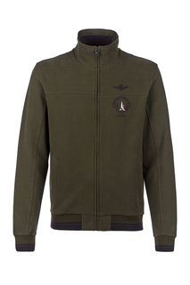 Хлопковая толстовка цвета хаки на молнии Aeronautica Militare