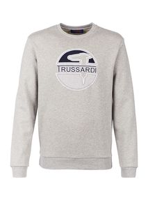 Серый свитшот из хлопка с вышивкой Trussardi Jeans